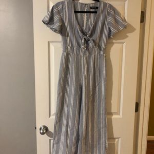 NWOT Chambray & white ststripes romper